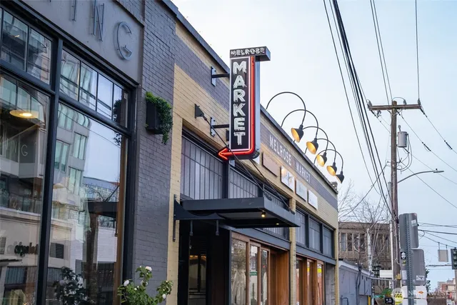 a view of street with sitting area