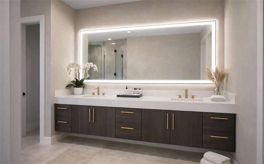 6275 Campbellton Road Southwest South Fulton, GA 30331 - Photo 8 of 9 a bathroom with a double vanity sink and a mirror