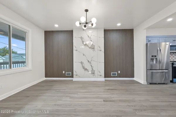 a view of a livingroom with a chandelier