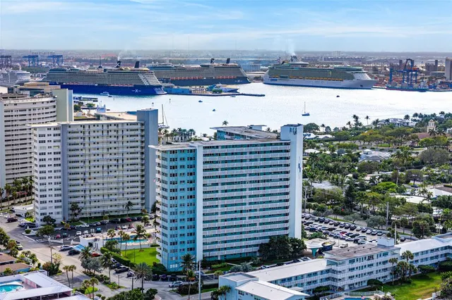 a view of a city with tall buildings