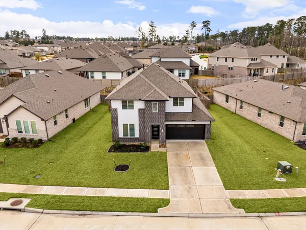 an aerial view of a house