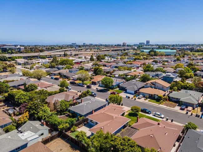 2056 Trinity Street San Mateo, CA 94403 - Photo 37 of 42 an aerial view of a city with lots of residential buildings
