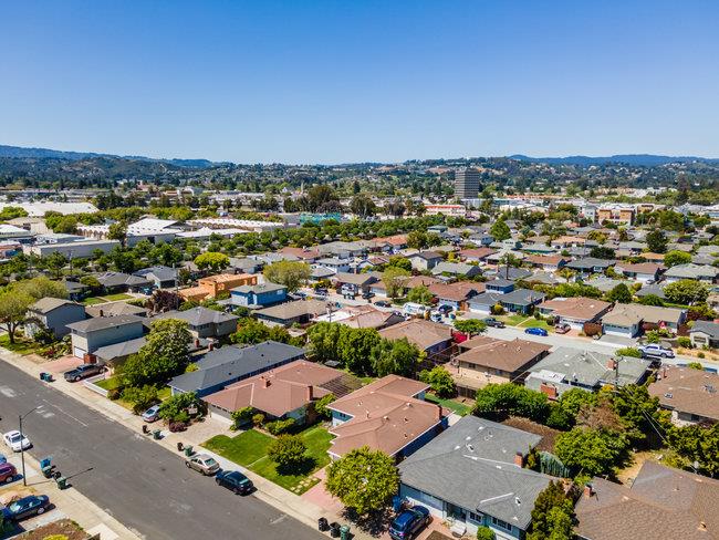 2056 Trinity Street San Mateo, CA 94403 - Photo 40 of 42 an aerial view of a city with lots of residential buildings