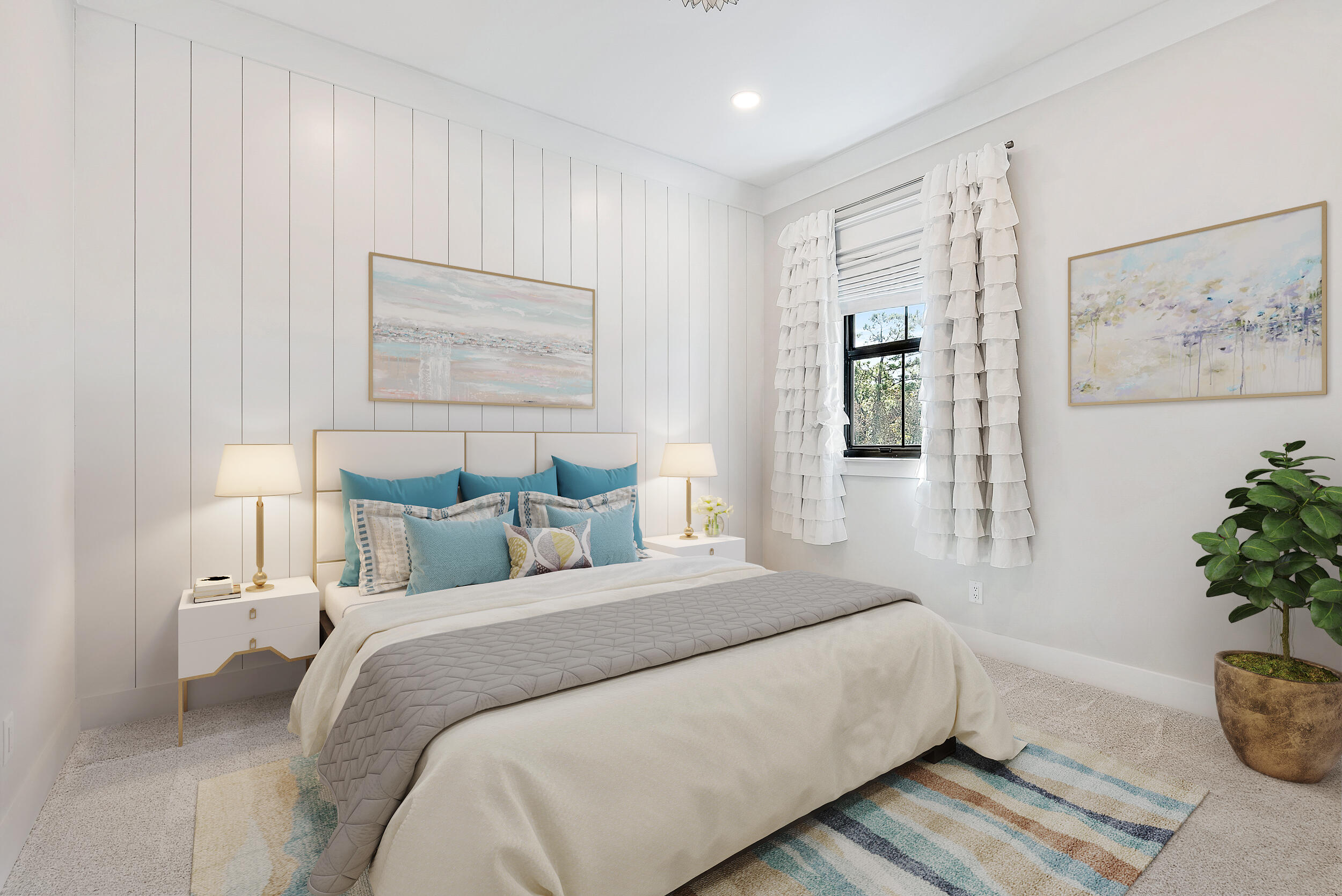 18764 Southeast Jupiter River Drive Jupiter, FL 33458 - Photo 54 of 67 a bedroom with bed and paintings on the wall