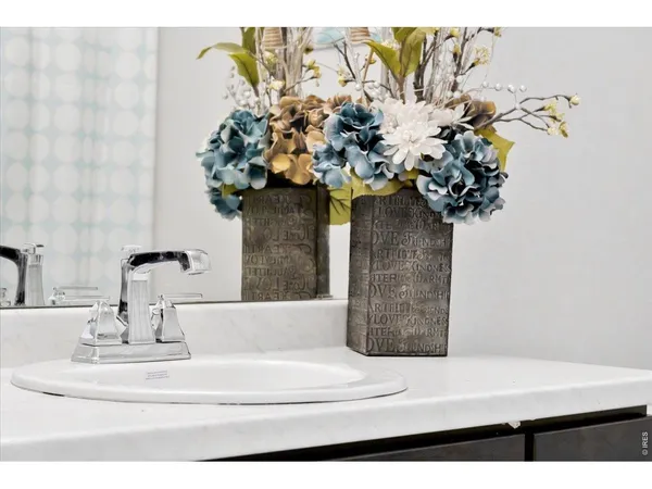 a vase of flowers sitting on a sink