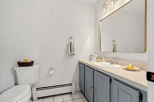 a bathroom with a sink toilet and vanity