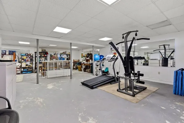 a view of a room with gym equipment