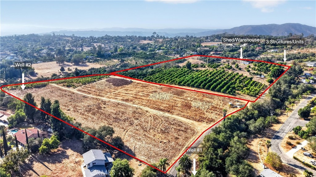 2864 Live Oak Park Road Fallbrook, CA 92028 - Photo 11 of 38 SHOWING THE 2 AVASILABLE PARCELS TEN ACRE ($875,000) AND THE 20 ACRE WITH GROVE AND BACK UNITS. NOTE THE 20 ACRE IS A FLAG LOT PANHAND;LE TAKES IN THE DRIVEWAY AND OAK STUDDED RAVINE ON RIGHT