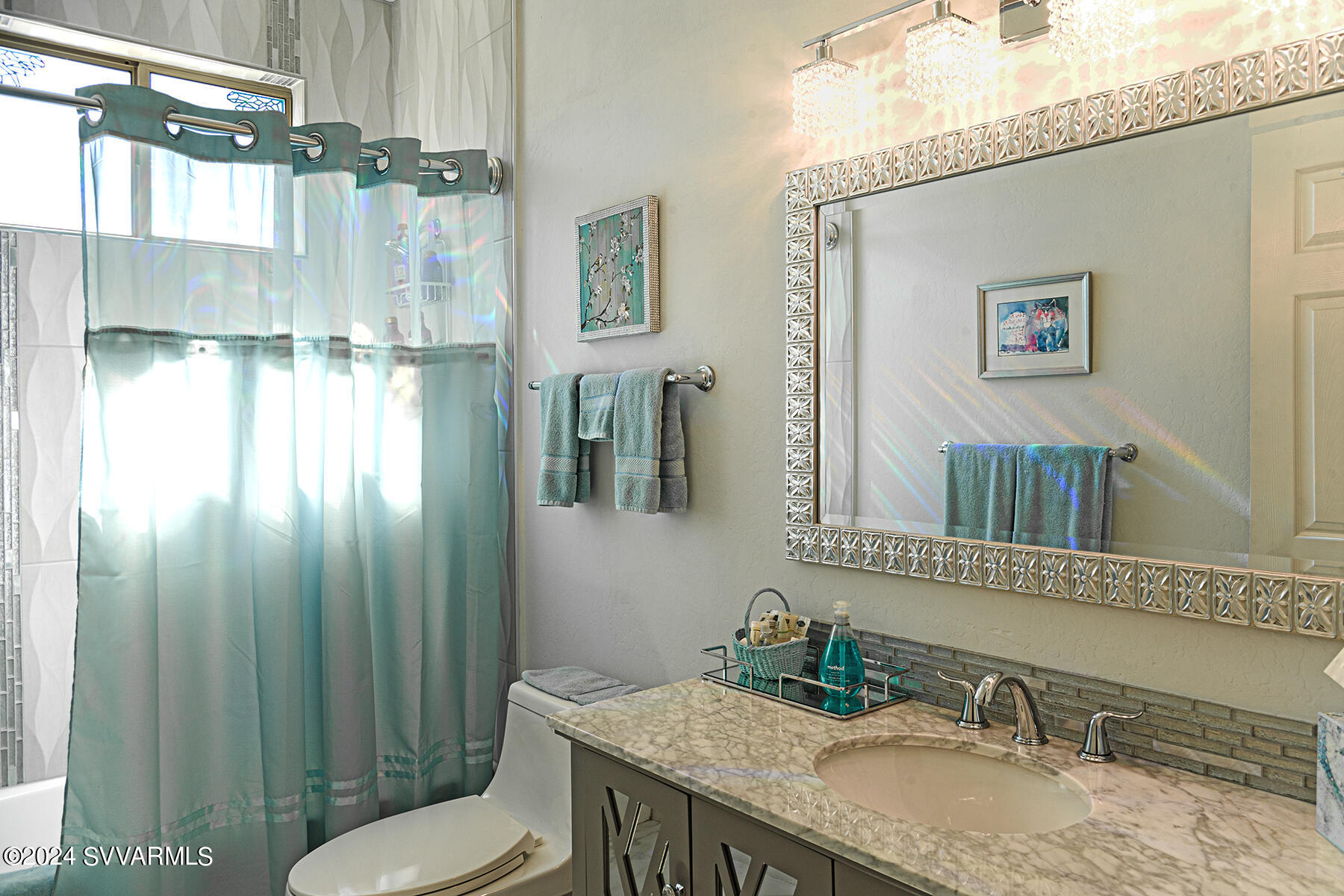 25 Ranch Road Sedona, AZ 86336 - Photo 16 of 36 a bathroom with a granite countertop sink toilet and mirror