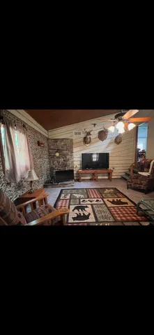 a view of a car with wooden floor