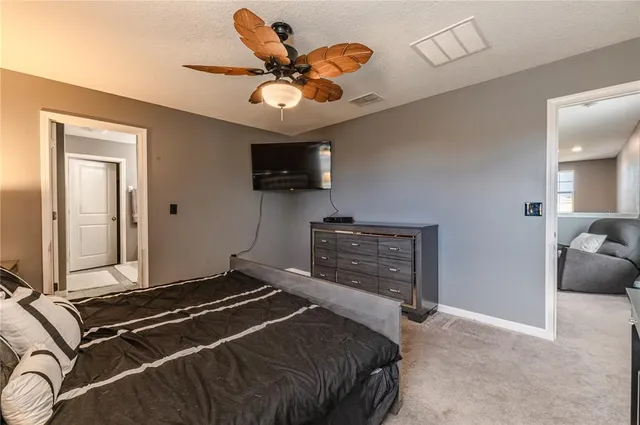 a bedroom with furniture and a flat screen tv