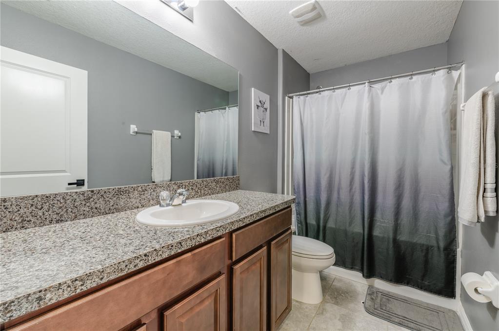 409 Serenity Ml Loop Ruskin, FL 33570 - Photo 28 of 33 a bathroom with a granite countertop sink toilet and shower