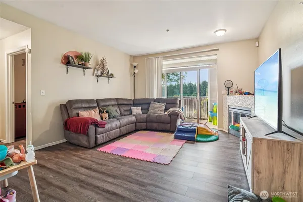 a living room with furniture and a couch