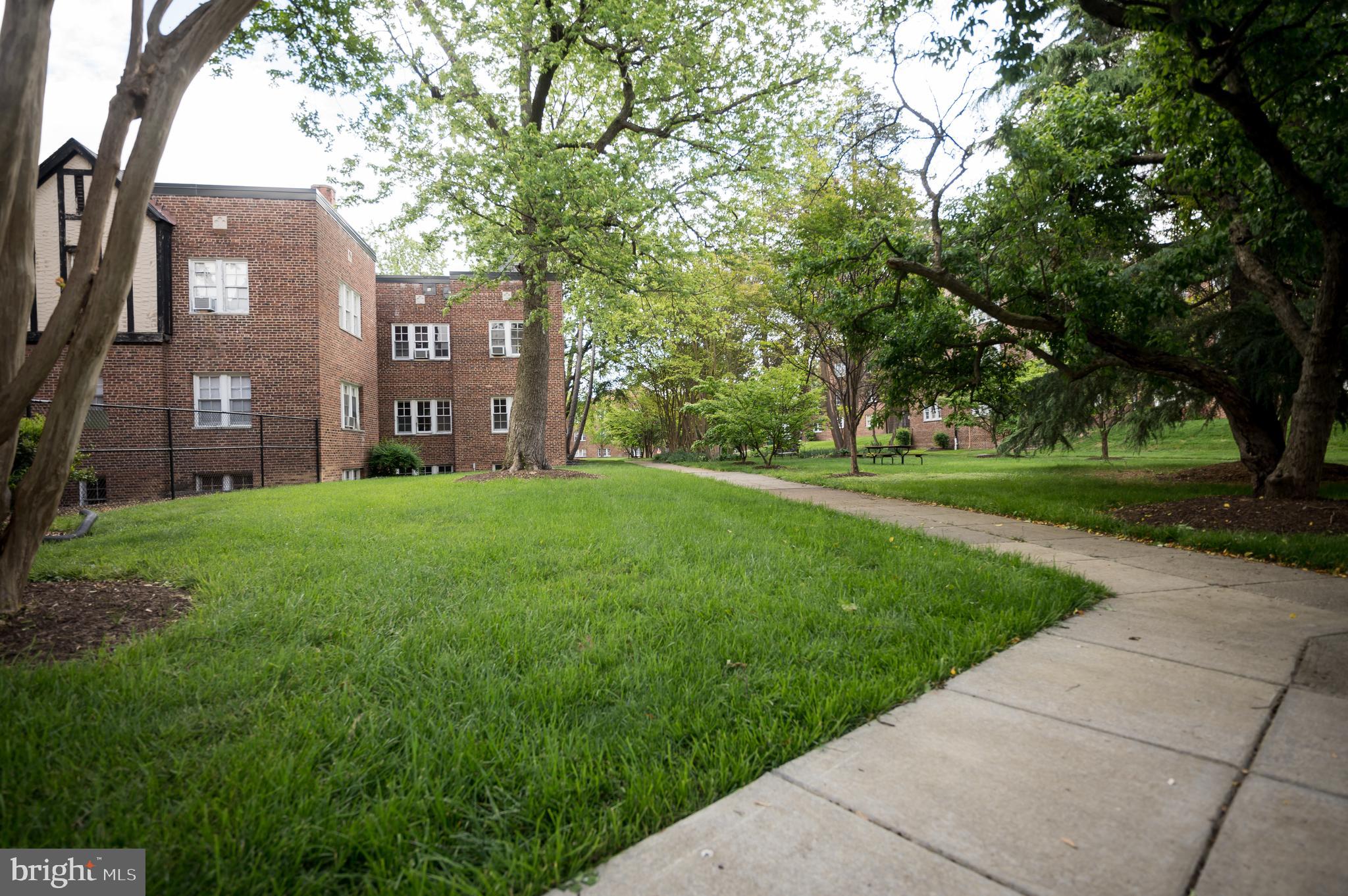 236 Farragut Street Northwest, Unit H203 Washington, DC 20011 - Photo 21 of 30 a view of a brick house with a big yard and large trees