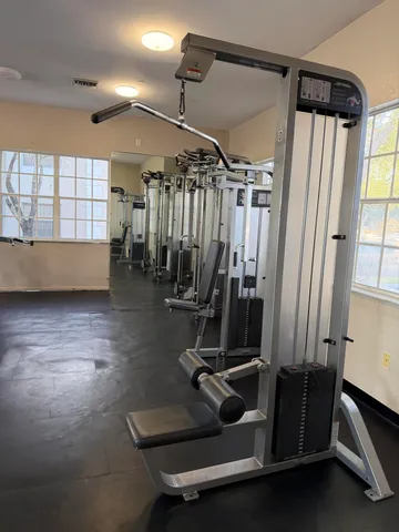 a view of a room with gym equipment