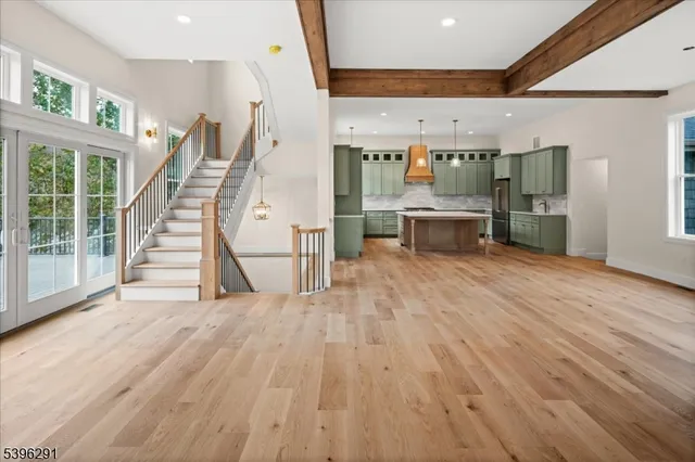 a view of kitchen and windows