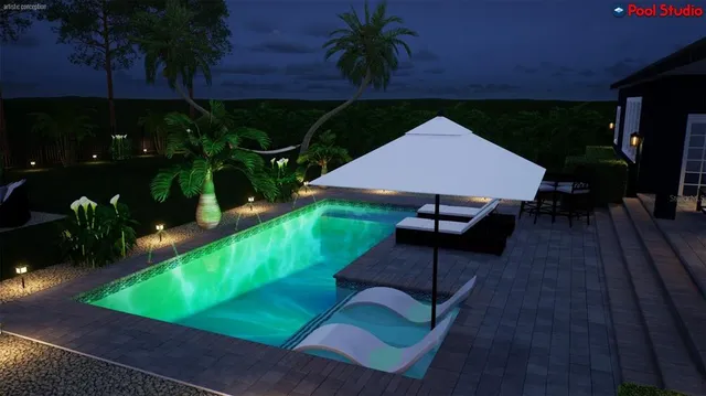 a view of swimming pool with a patio