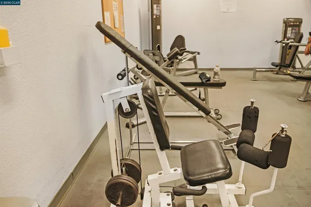 a view of utility room with racks on the wall