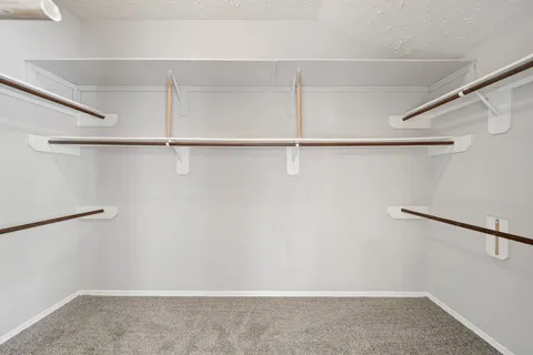 a view of an empty walk in closet