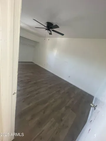 an empty room with a workbench