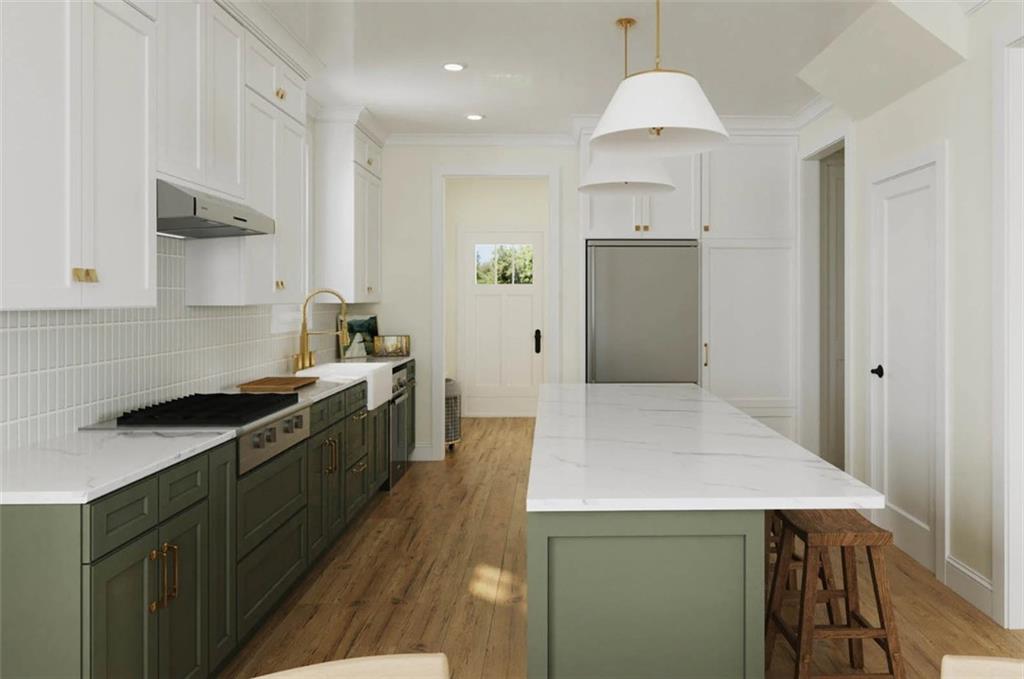 71 Chestatee Road Cleveland, GA 30528 - Photo 9 of 17 a kitchen with a sink dishwasher a stove and a refrigerator with wooden floor