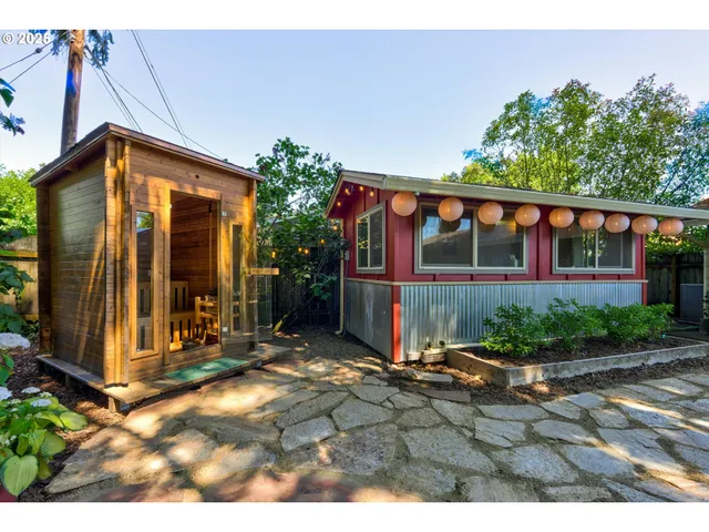 a view of wooden balcony