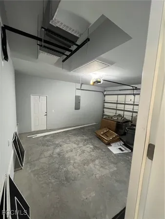 a view of gallery with wooden floor