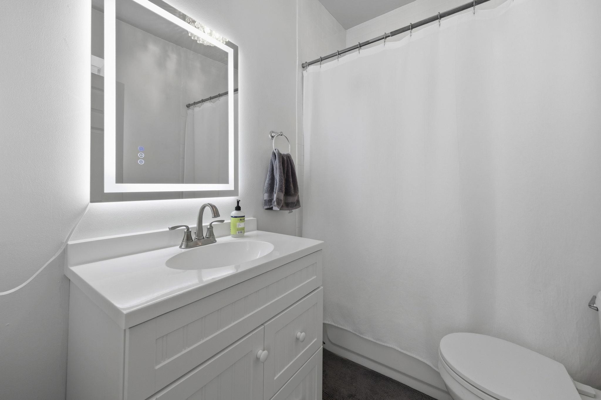 471 South Reese Street Memphis, TN 38111 - Photo 10 of 22 a bathroom with a sink a toilet and mirror