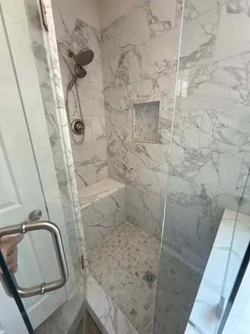 a bathroom with a shower