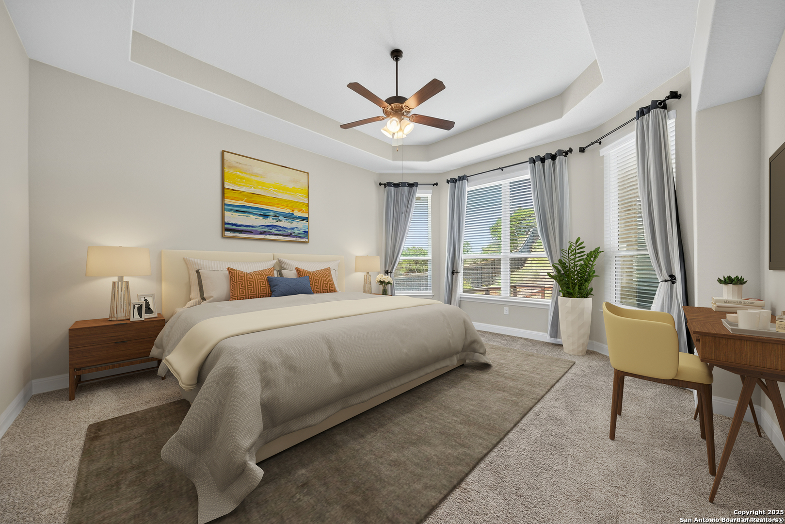 8283 Apache Forest Garden Ridge, TX 78266 - Photo 20 of 42 a bedroom with a bed and a chandelier