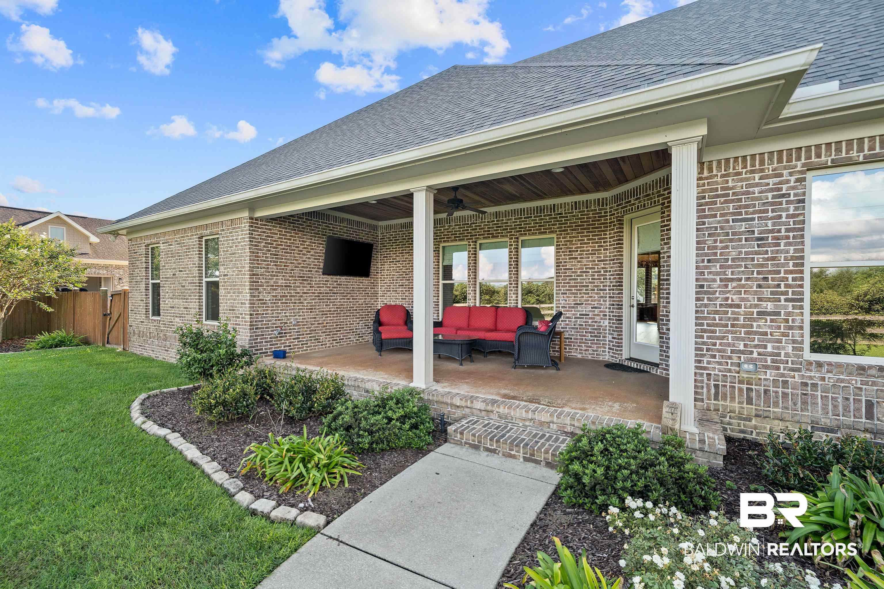 17663 Burwick Loop Fairhope, AL 36532 - Photo 36 of 41 Exterior space with outdoor lounge area and ceiling fan