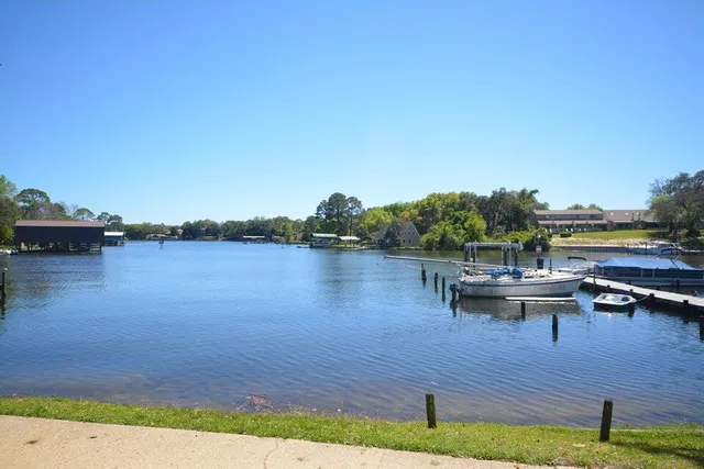 a view of a lake with outdoor space