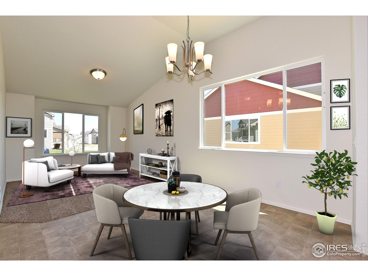 2324 Golden Way Windsor, CO 80550 - Photo 4 of 39 a view of a dining room with furniture and a chandelier