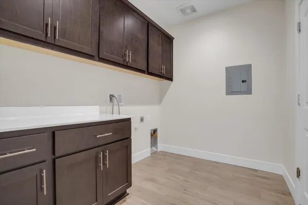 a room with cabinets