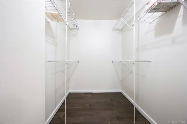 a view of walk in closet with clothes