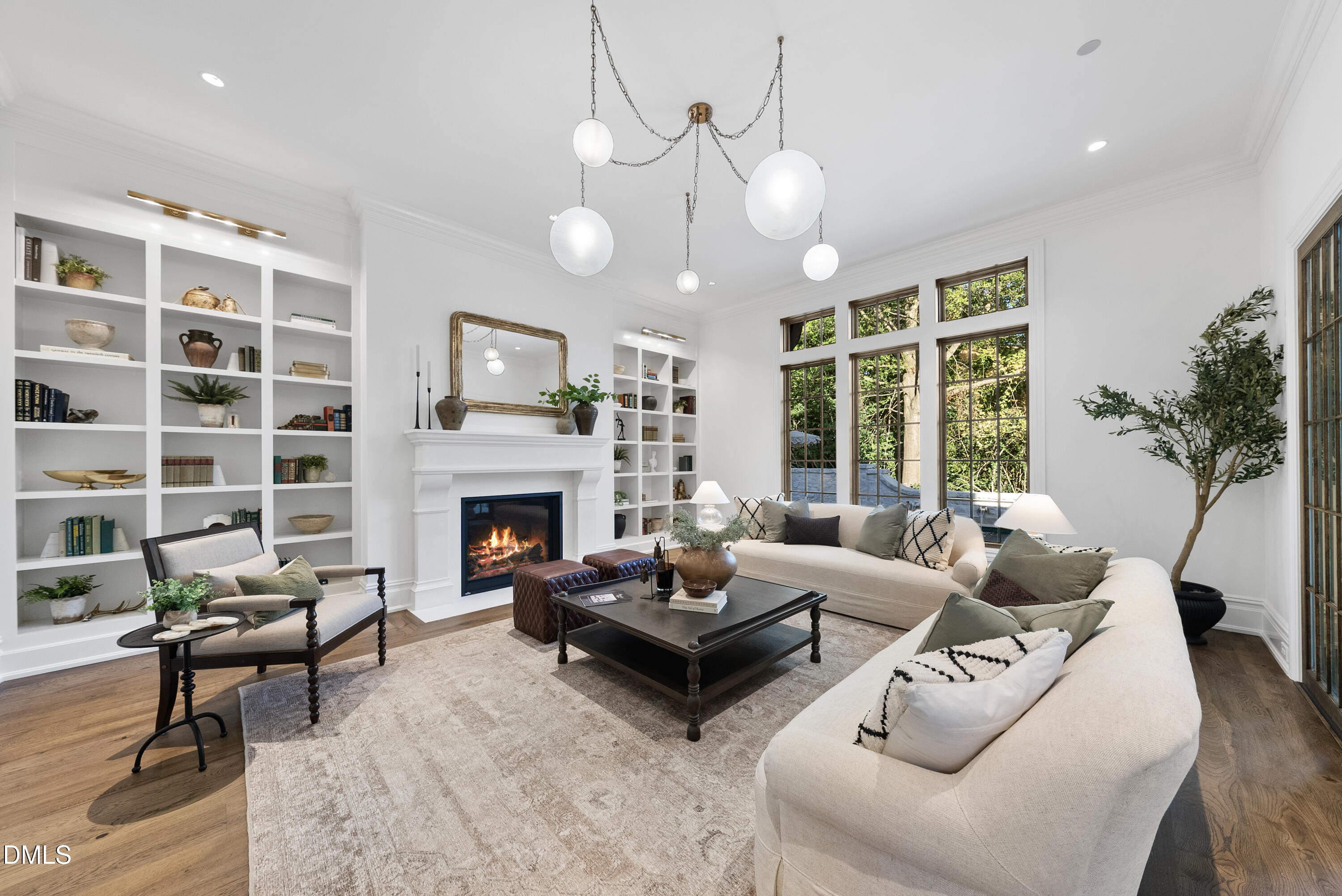 2128 Ridge Road Raleigh, NC 27607 - Photo 43 of 100 a living room with furniture a fireplace and a large window