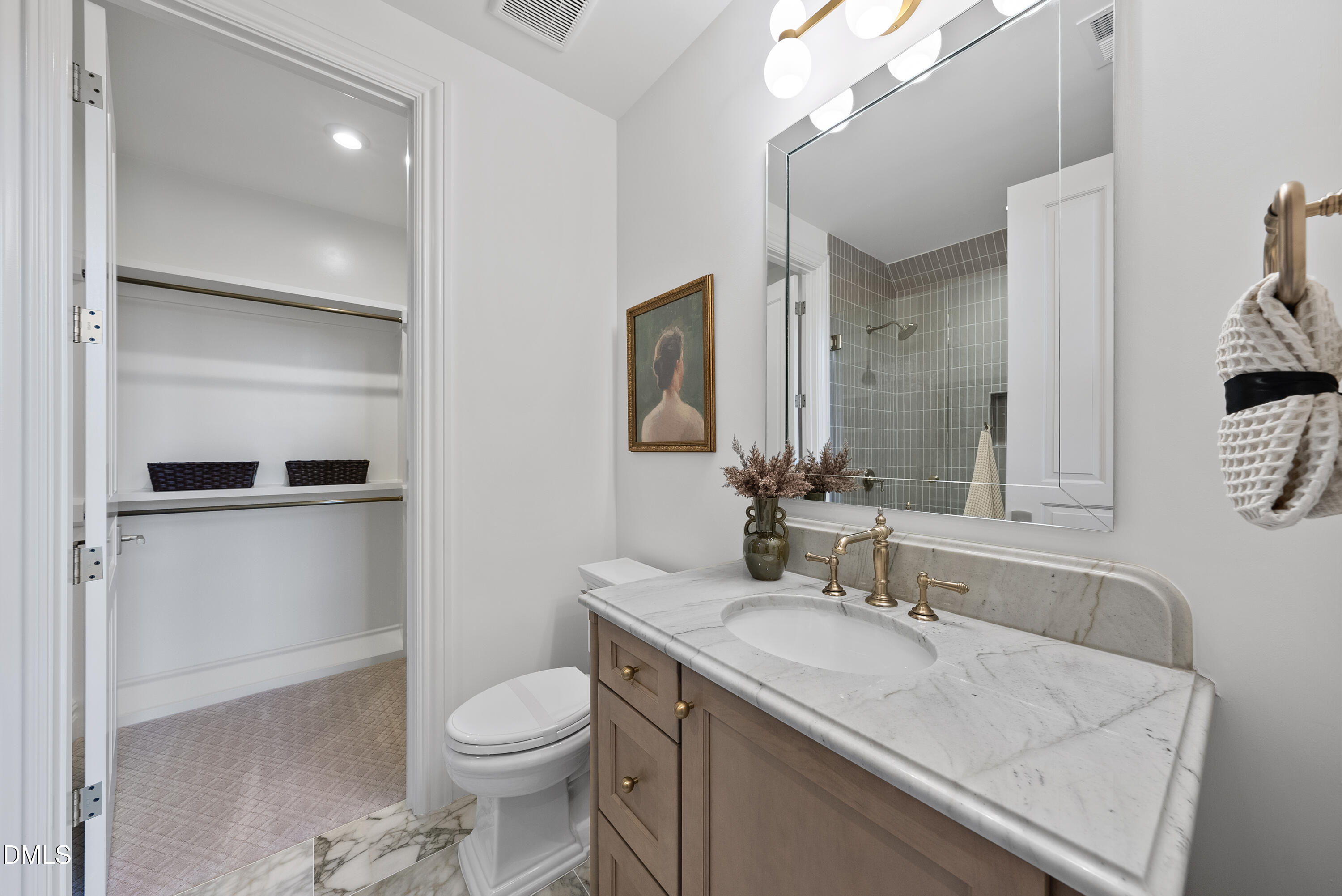 2128 Ridge Road Raleigh, NC 27607 - Photo 87 of 100 a bathroom with a granite countertop sink toilet and shower