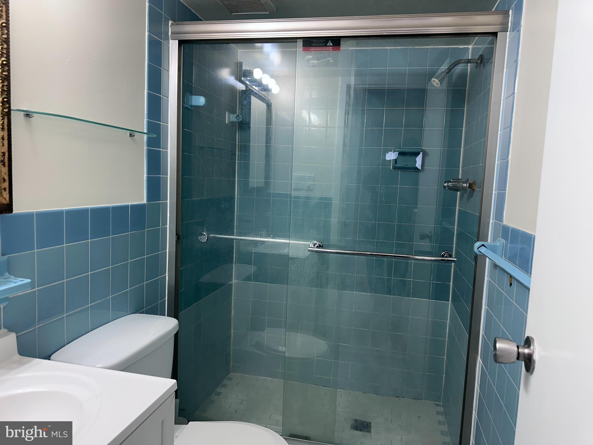 1111 University Boulevard West, Unit 1406A Silver Spring, MD 20902 - Photo 12 of 14 Modern bathroom with serene blue tiles.