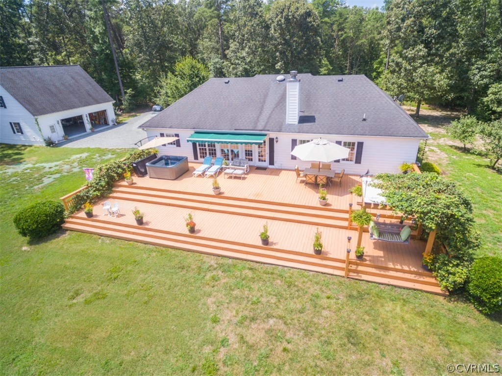 4829 Wakema Road West Point, VA 23181 - Photo 35 of 36 an aerial view of a house with swimming pool and a yard