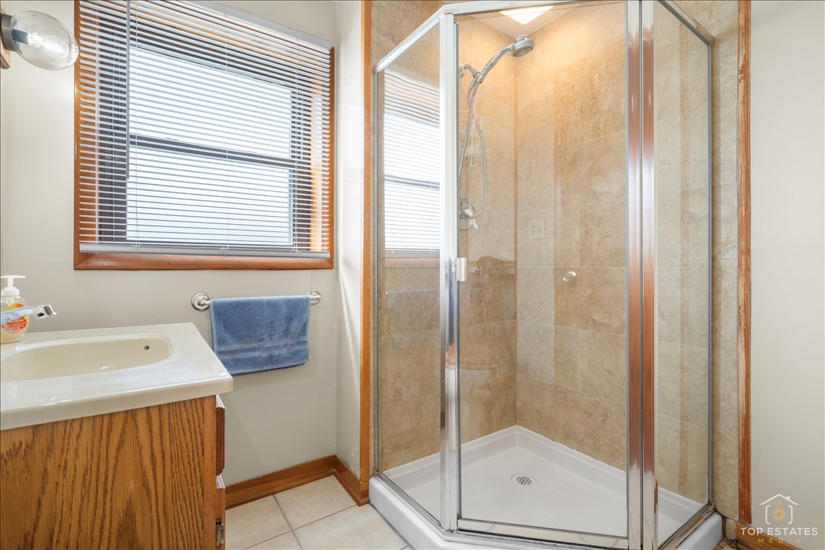 216 Evergreen Street Addison, IL 60101 - Photo 29 of 43 a bathroom with a shower and a sink