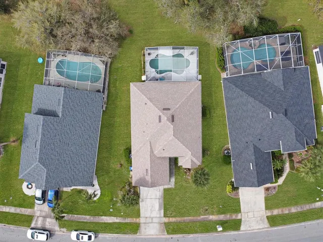 an aerial view of a house