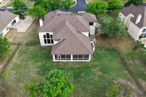 an aerial view of a house