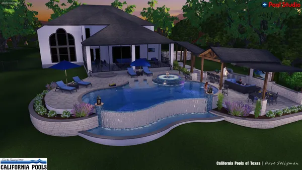 a view of a house with backyard porch and sitting area