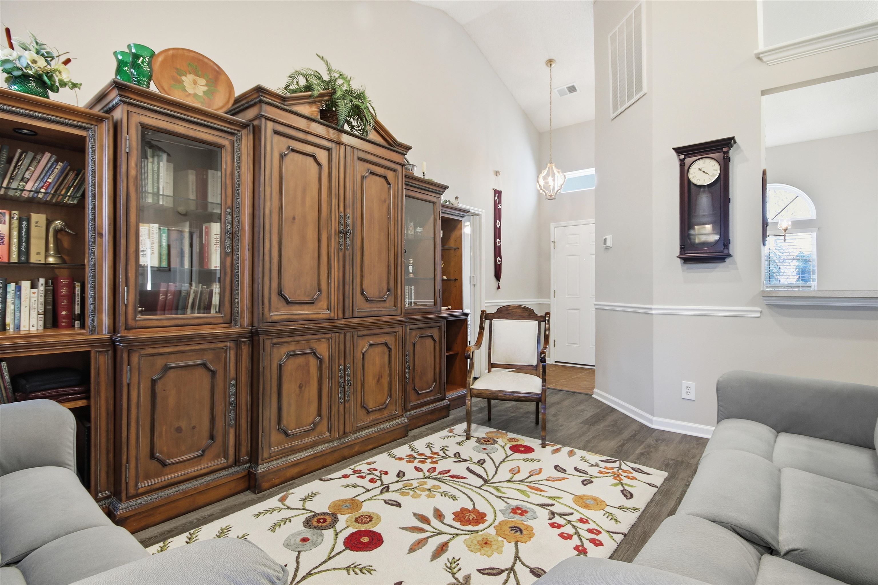 4 Guillemont Court Murrells Inlet, SC 29576 - Photo 11 of 40 Sitting room featuring dark wood-type flooring and high vaulted ceiling