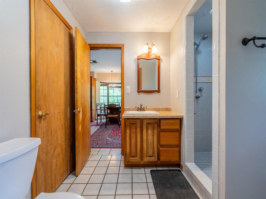 23610 Northeast 154th Place Road Fort McCoy, FL 32134 - Photo 17 of 44 a bathroom with a sink a mirror and a shower