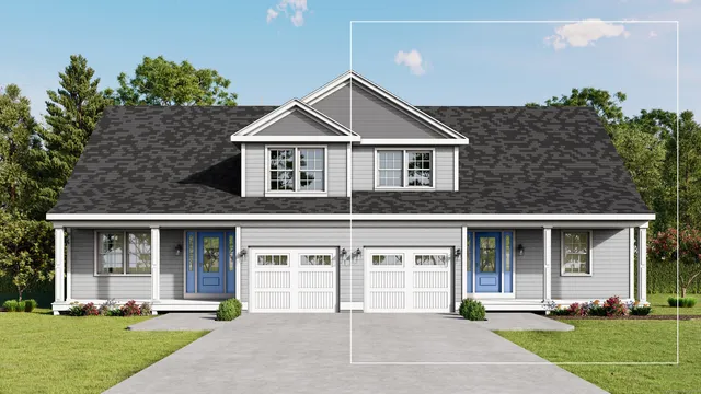 front view of a house with a yard