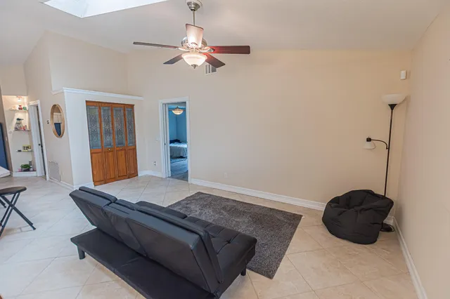 a living room with furniture