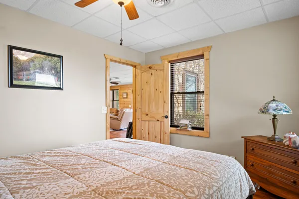 a view of a house with a door and a large window
