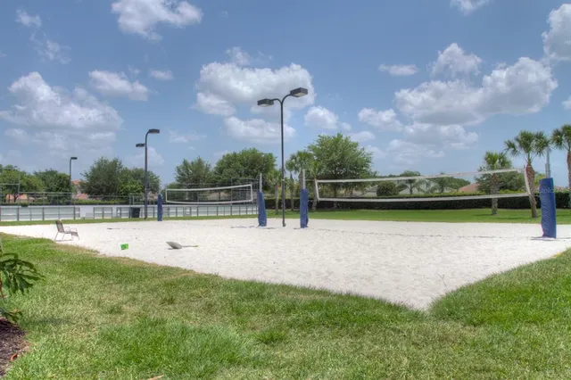 a view of a park with slide