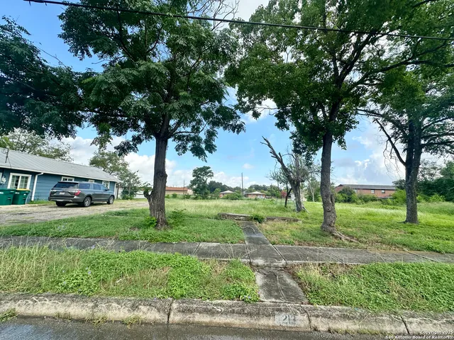 a view of a yard with of trees